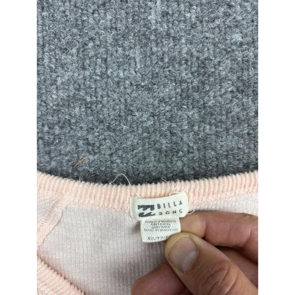 Billabong Shirt Womens Extra Small Pink Waffle Knit Henley Long Sleeve Thermal - Picture 2 of 6